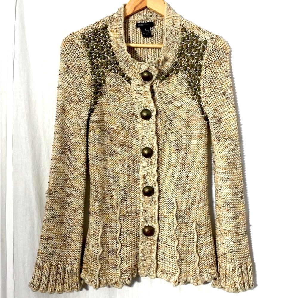 BCBGMaxAzria Vintage Button Down Long Sleeve Sweater